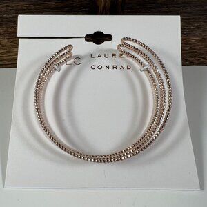 Lauren Conrad Rose Gold-Tone Triple-Row Textured Hoop Bracelet